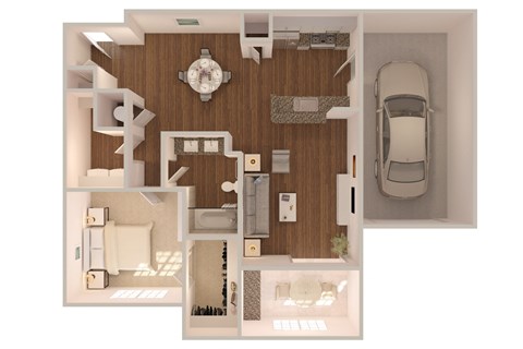 Floor plan for 1 bed, 1 bath, 976 sqft